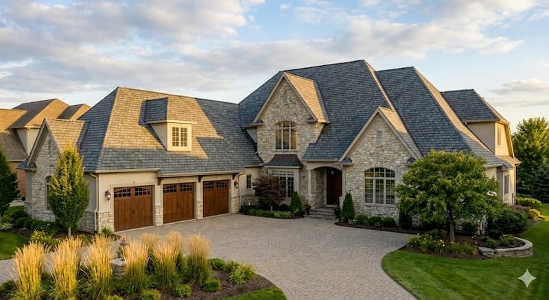 Quality architectural shingles with warranty coverage installed on Columbus home